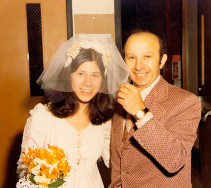 1973 EILEEN & DAD AFTER HER WEDDIBG