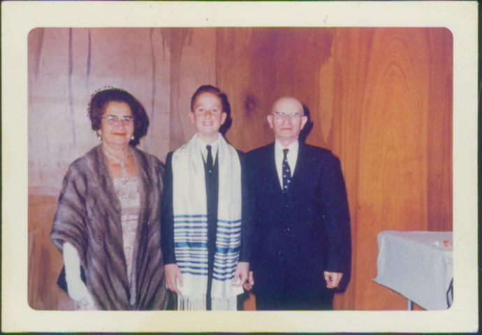 1961 ROGER WITH GRANDPARENTS AT HIS BAR MITZVA