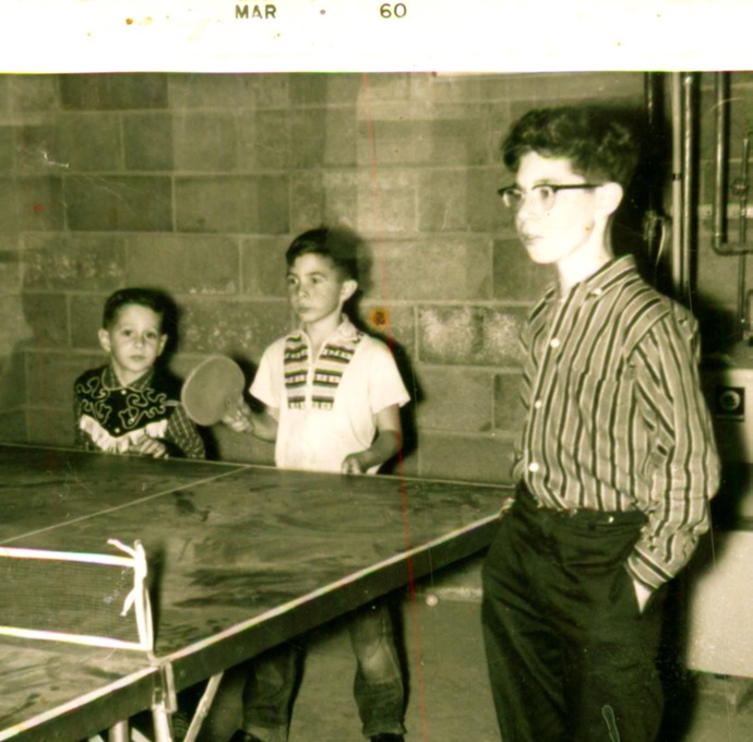 1953RICHARD, DAVID, BOB AT PING PONG TABLE 