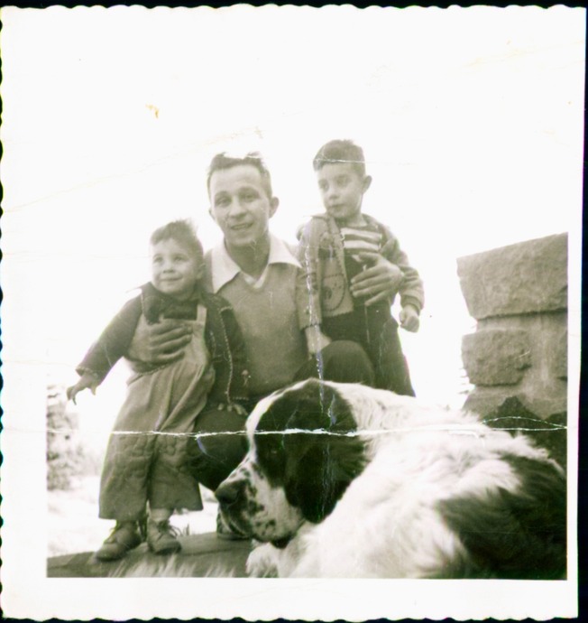 1951 DAVID, DAD, BOB AND ST.BERNARD AT MT,HOOD